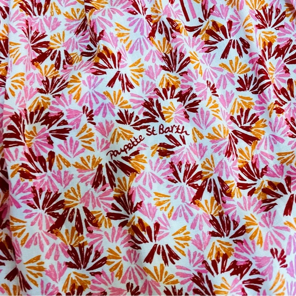 Poupette St Barth Soledad Smocked Midi Dress Pink Damask Floral Off Shoulder - Picture 16 of 16